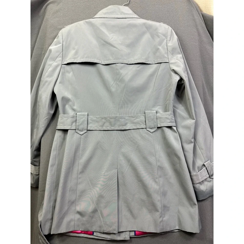 Calvin Klein‎ Women's Light Gray Double Breasted Belted Trench Coat size S Small